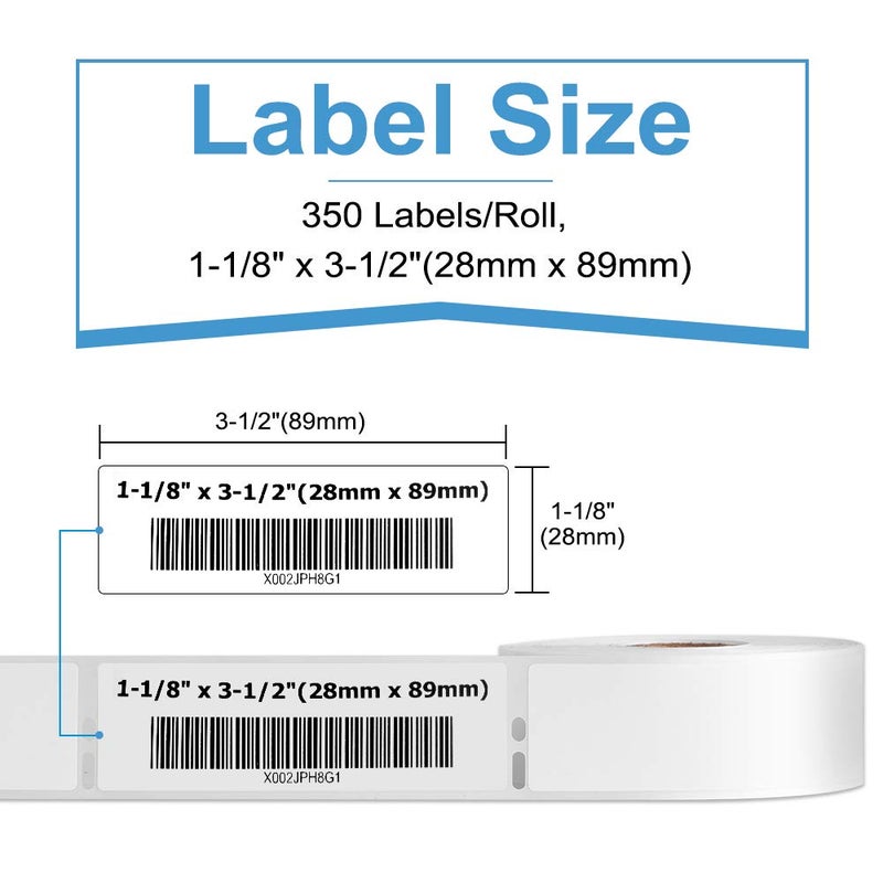 COLORWING 12 Rolls 1-1/8"" x 3-1/2"" Barcode Label Compatible Dymo 30252 Address Labels, 28mm x 89mm, Work with Dymo LabelWriter 450, 450 Turbo, 4XL, 400 Printers(4200 Labels) - Image 2